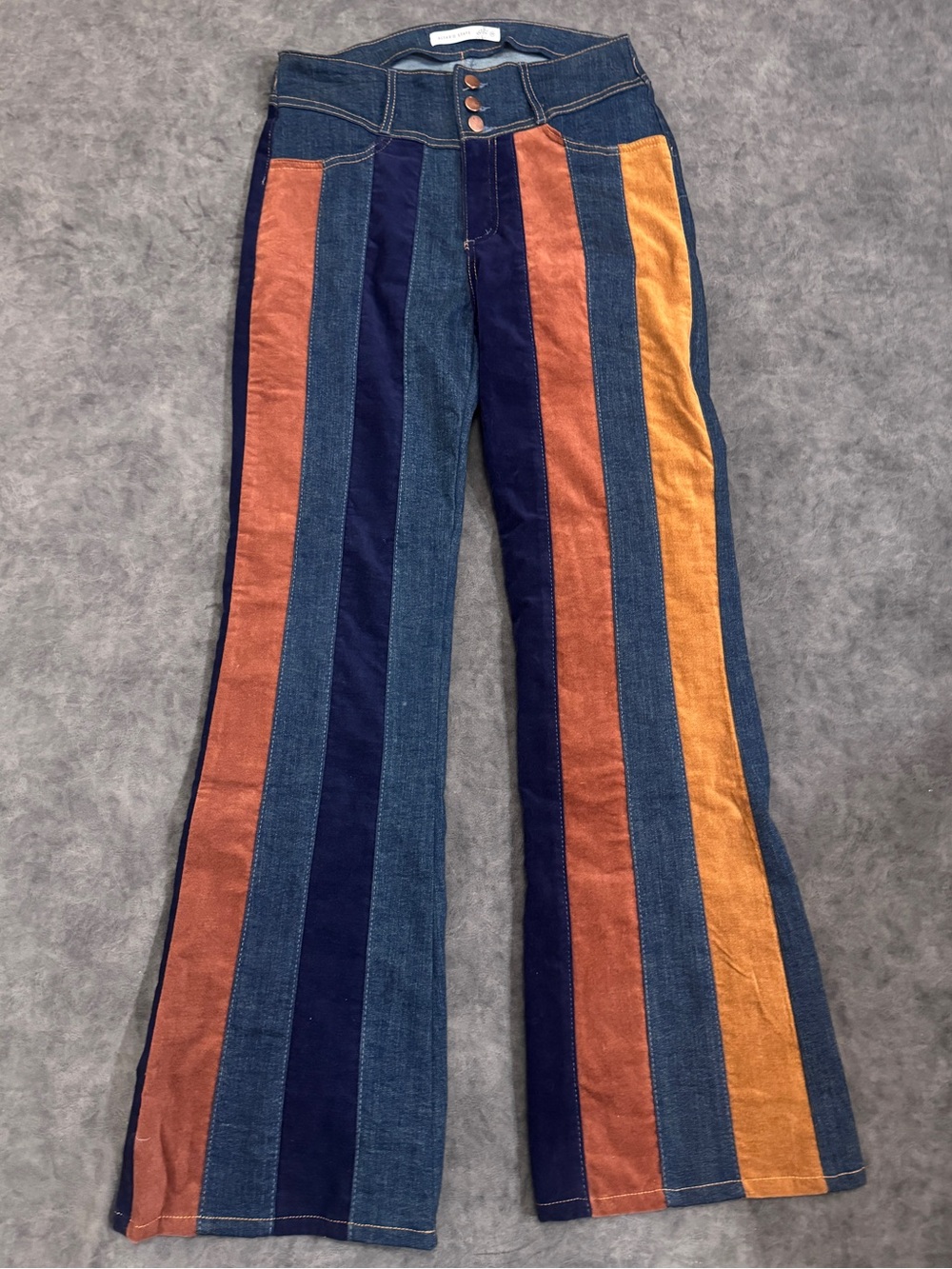 Women Altar D State Fun Retro Flare Denim Jeans Stripes Festival Boho Chic Sz29 - Picture 2 of 8